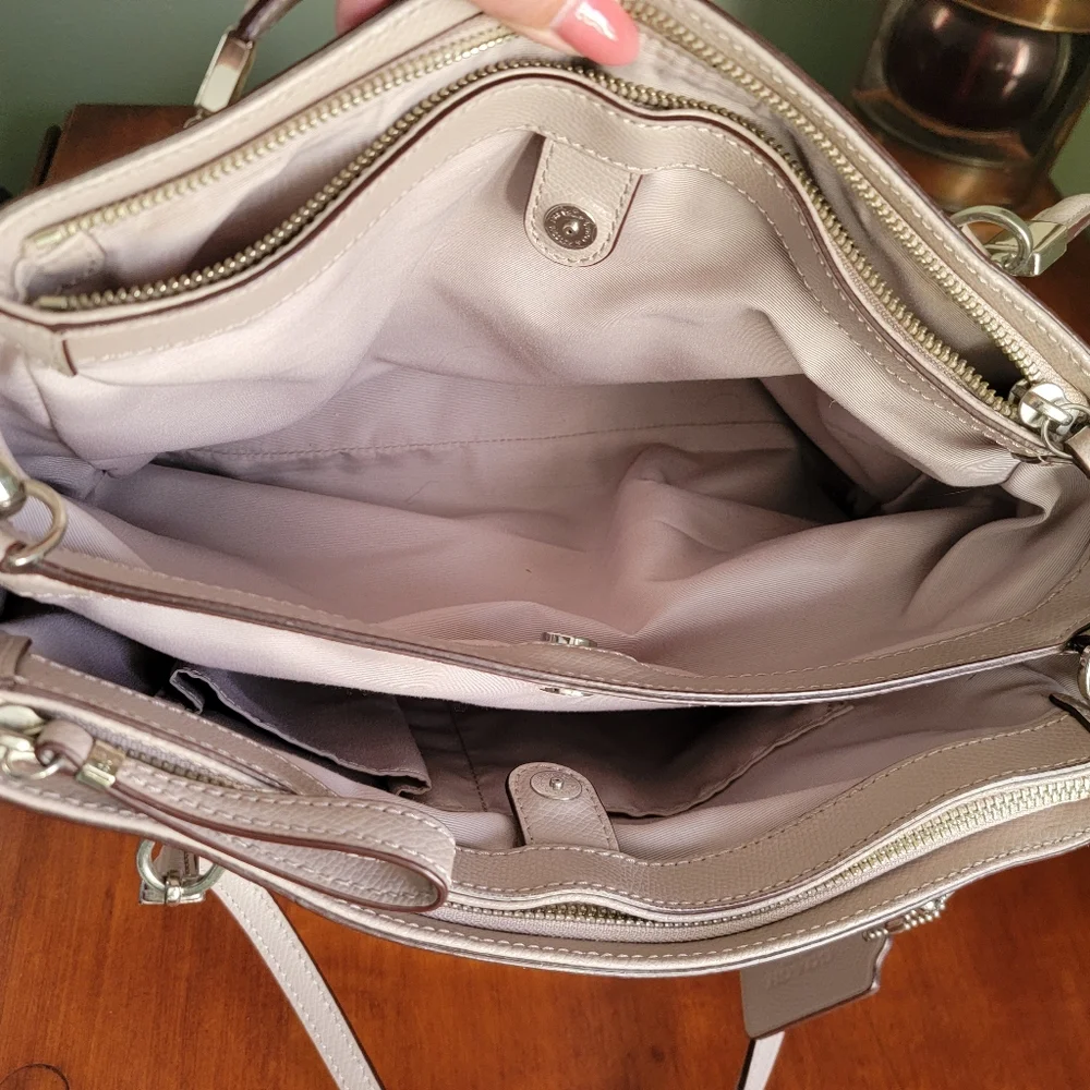 Coach F34672 Christie Carryall Satchel Gray Birch Leather Bag
